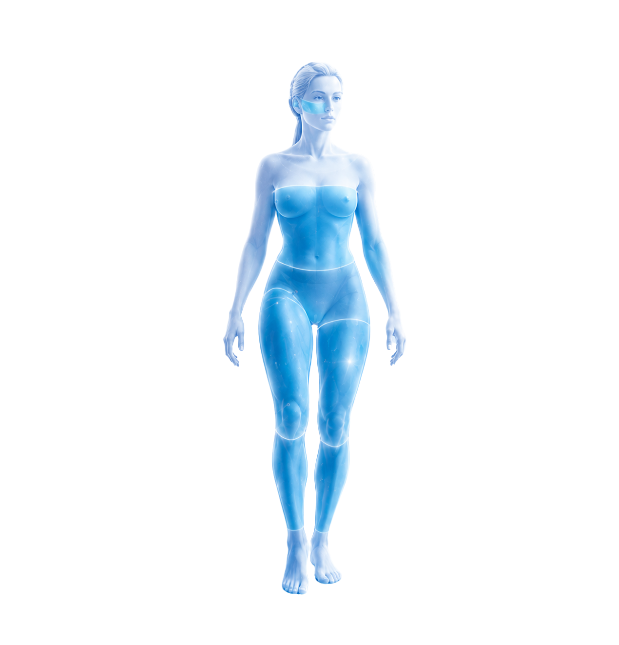 Ilustração corporal tecnológica em azul